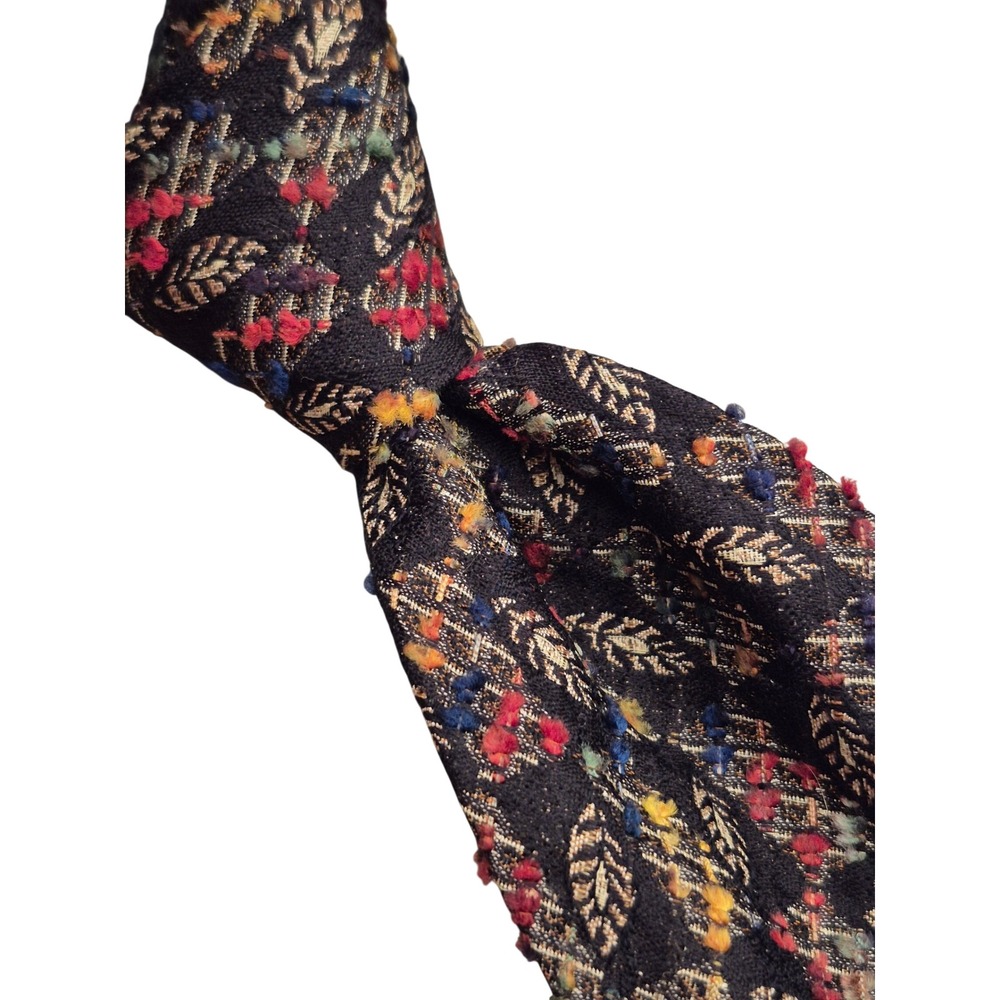 Tino Cosma Tom James Mens Silk Blend Leaf Jacquard Multi Color Tufted Tie Italy